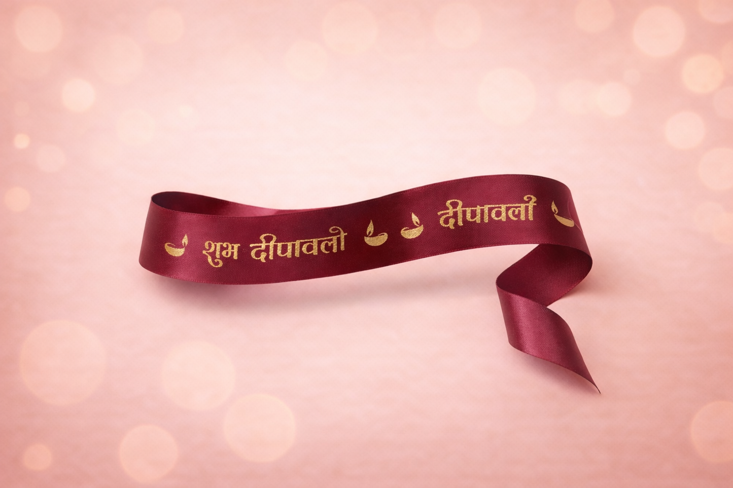 Shubh Deepawali Maroon Ribbon - gift wrapper by Wonderkraftz
