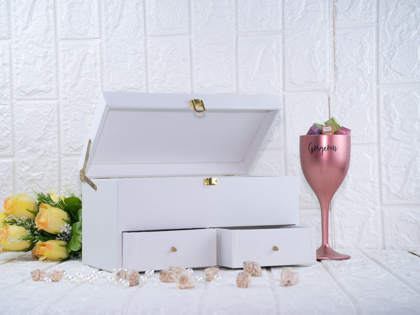 White Leatherite Drawer