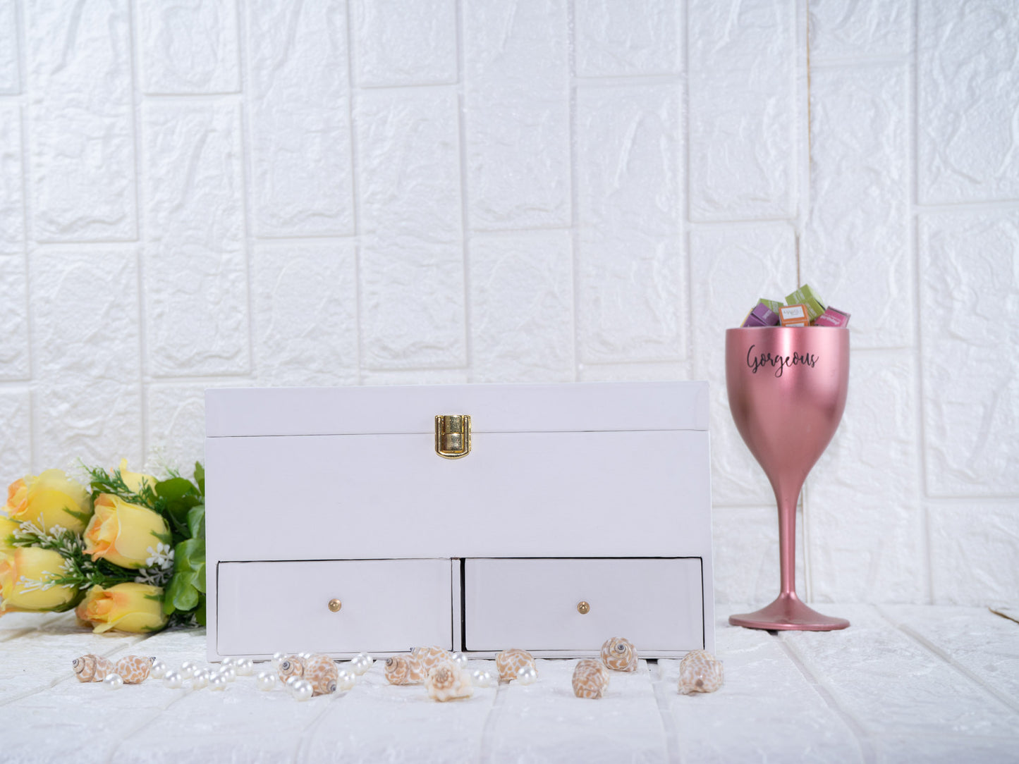White Leatherite Drawer