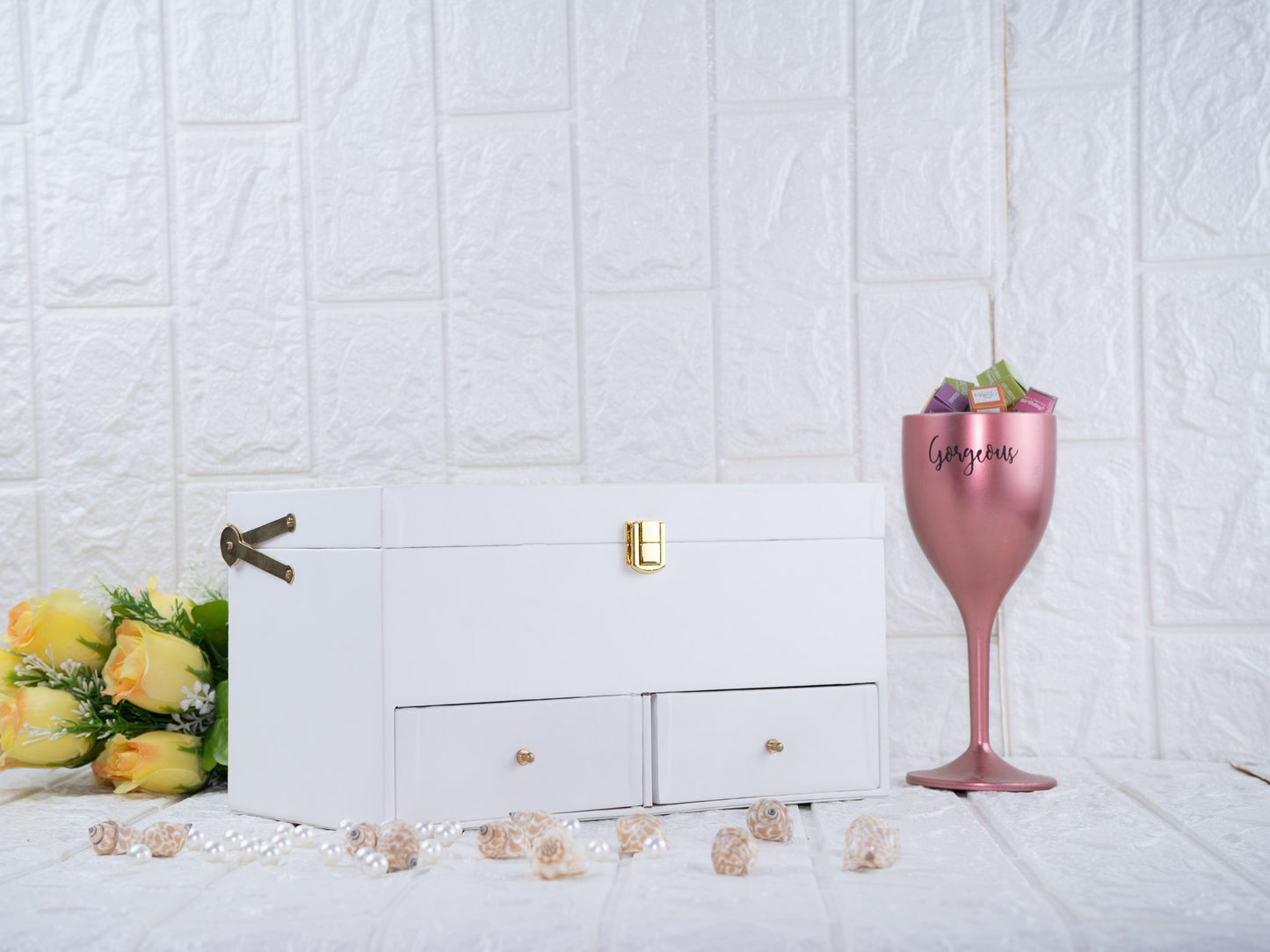 White Leatherite Drawer