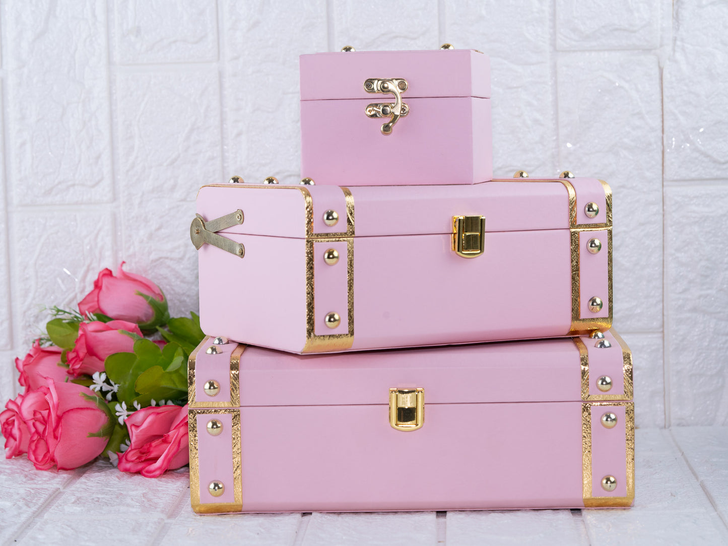 Leatherite baby pink trunk combo