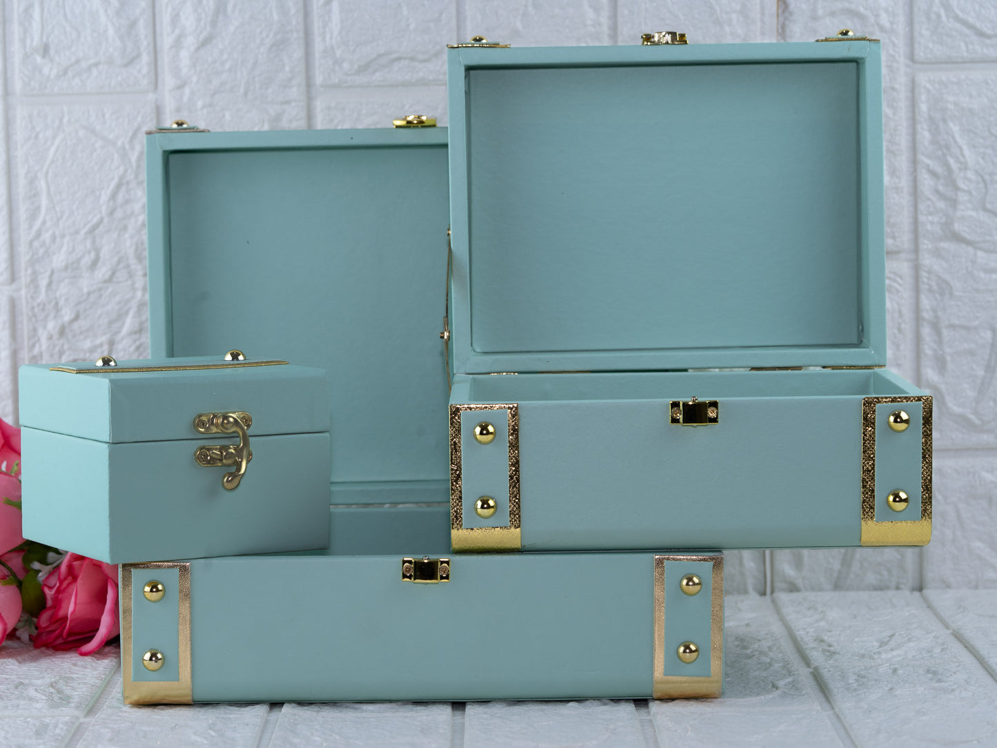 Leatherite mint green trunk combo