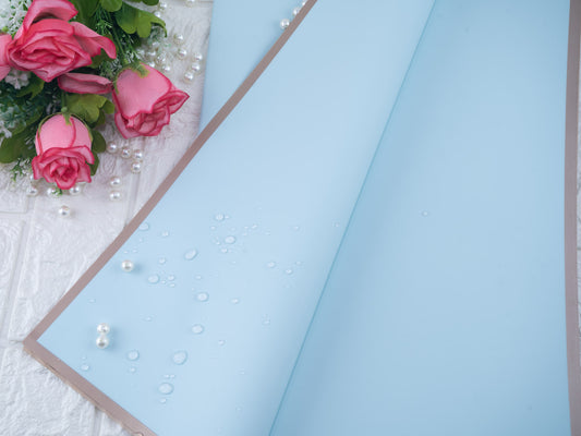 Bouquet sheets sky blue golden line