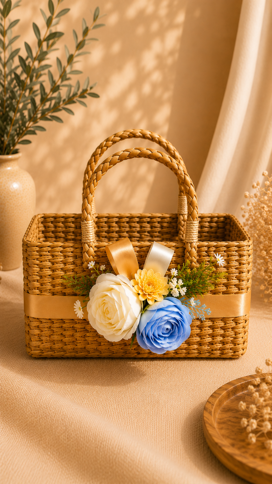 EcoNest Floral Rectangular Sustainable Basket