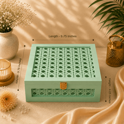 Celeste Mint Rattan Box – view 2