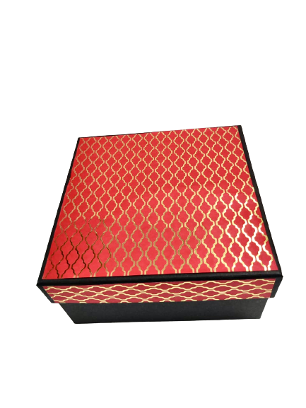 Red printed hardboard box