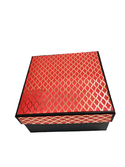 Red printed hardboard box