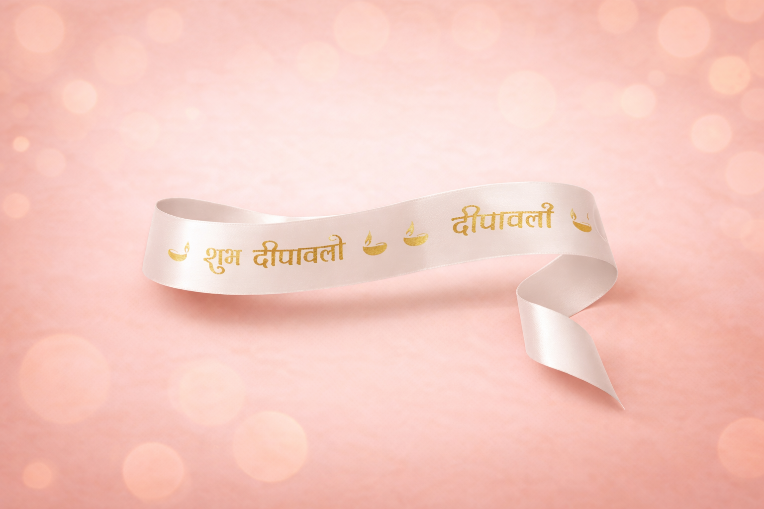 Shubh Deepawali White Ribbon - gift wrapper by Wonderkraftz