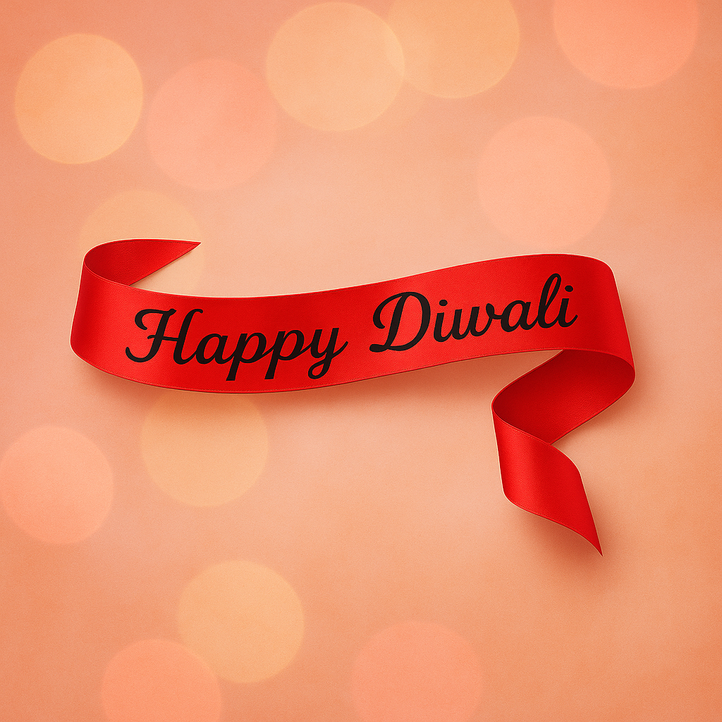 Happy Diwali Red Ribbon