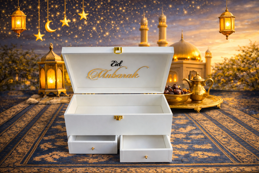 White Eid Drawer Box - Gift box by Wonderkraftz