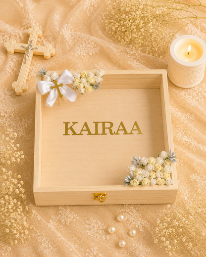 angel whisper premium pinewood baby keepsake memory box, view 2