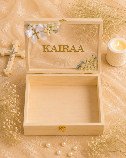 angel whisper premium pinewood baby keepsake memory box, view 3