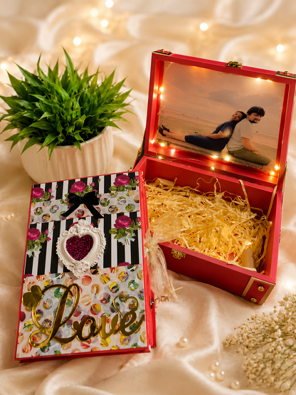 handmade first anniversary memory album box 40 photos 10x7 inch, view 3