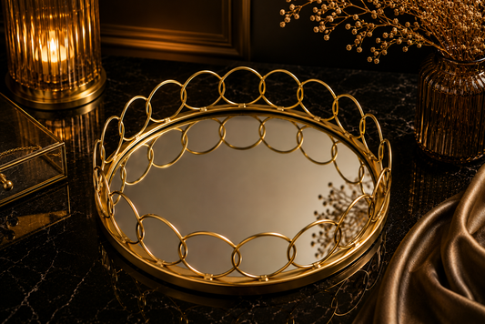 Aurora Loop Frame Mirror Tray – Luxe Gold Decor