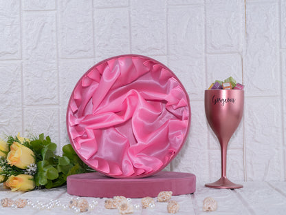 Suede round pink box