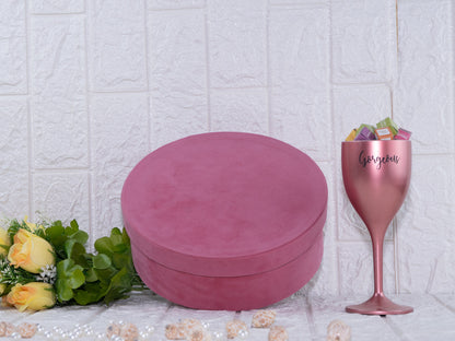 Suede round pink box