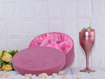 Suede round pink box