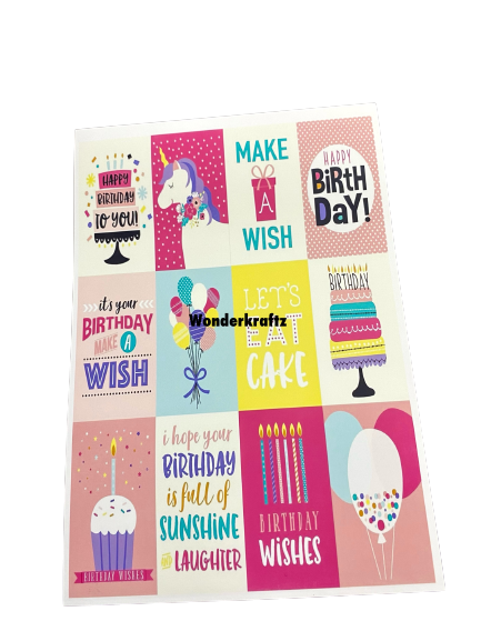 Happy birthday (10 sheets of different designs ) - Wonderkraftz™