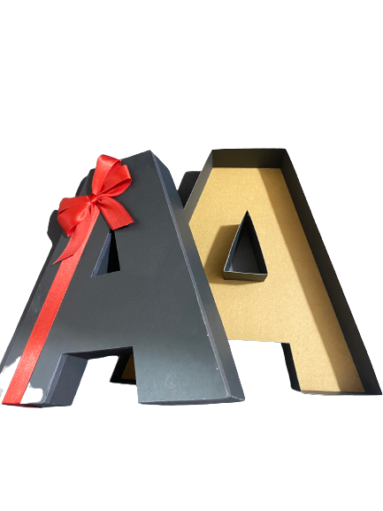 Alphabet box with ribbon