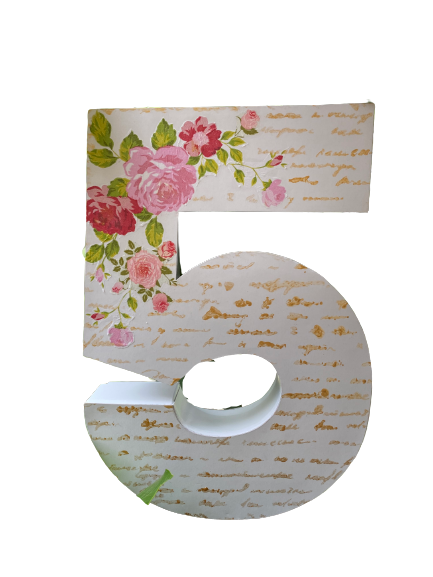 Number 5 with decoupage