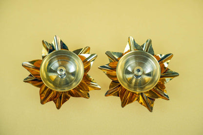 Noor Lotus Bloom Brass Diya Pair
