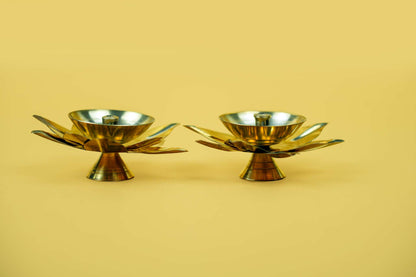 Noor Lotus Bloom Brass Diya Pair