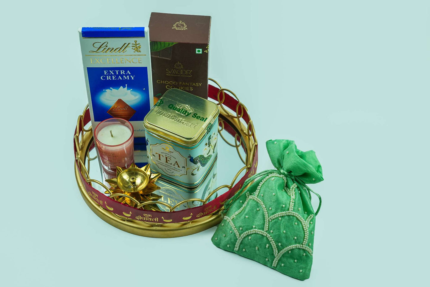 Aurora Loop Frame Mirror Tray – Luxe Gold Decor